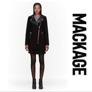 Mackage Phylis Wool Coat w/Leather Collar XXS Navy